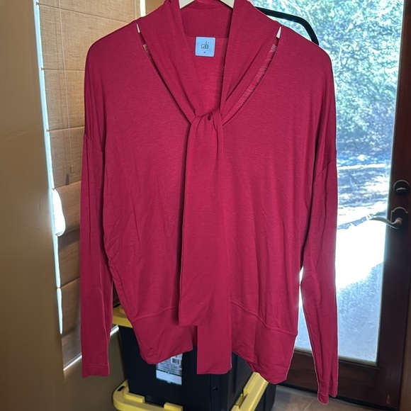 CAbi Style 3804 Tess Knit Top Tie V Neck Firebrick Red Size Medium - Picture 9 of 10